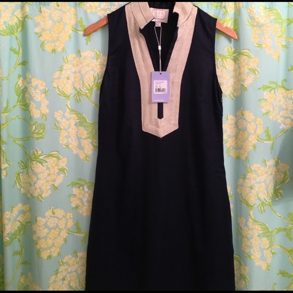 Sail to Sable Maxi dress navy light gold new xs